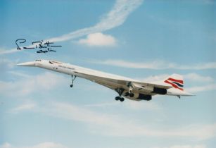 Capt Norman Britton fastest civil Trans-Atlantic Concorde flight signed 12 x 8 colour photo. 14th