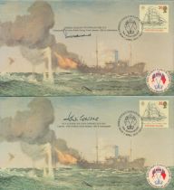 Falklands War two Navy covers signed by Ad Sir John Woodward Commander Battle Task force and Ad