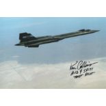 SR71 spy plane test pilot Ken Collins signed stunning Blackbird in flight photo, scarce inscribed