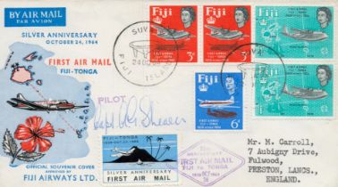 1964 rare First Flight cover FFC from Suva Fiji to Nukualofa Tonga . Very interesting postal history