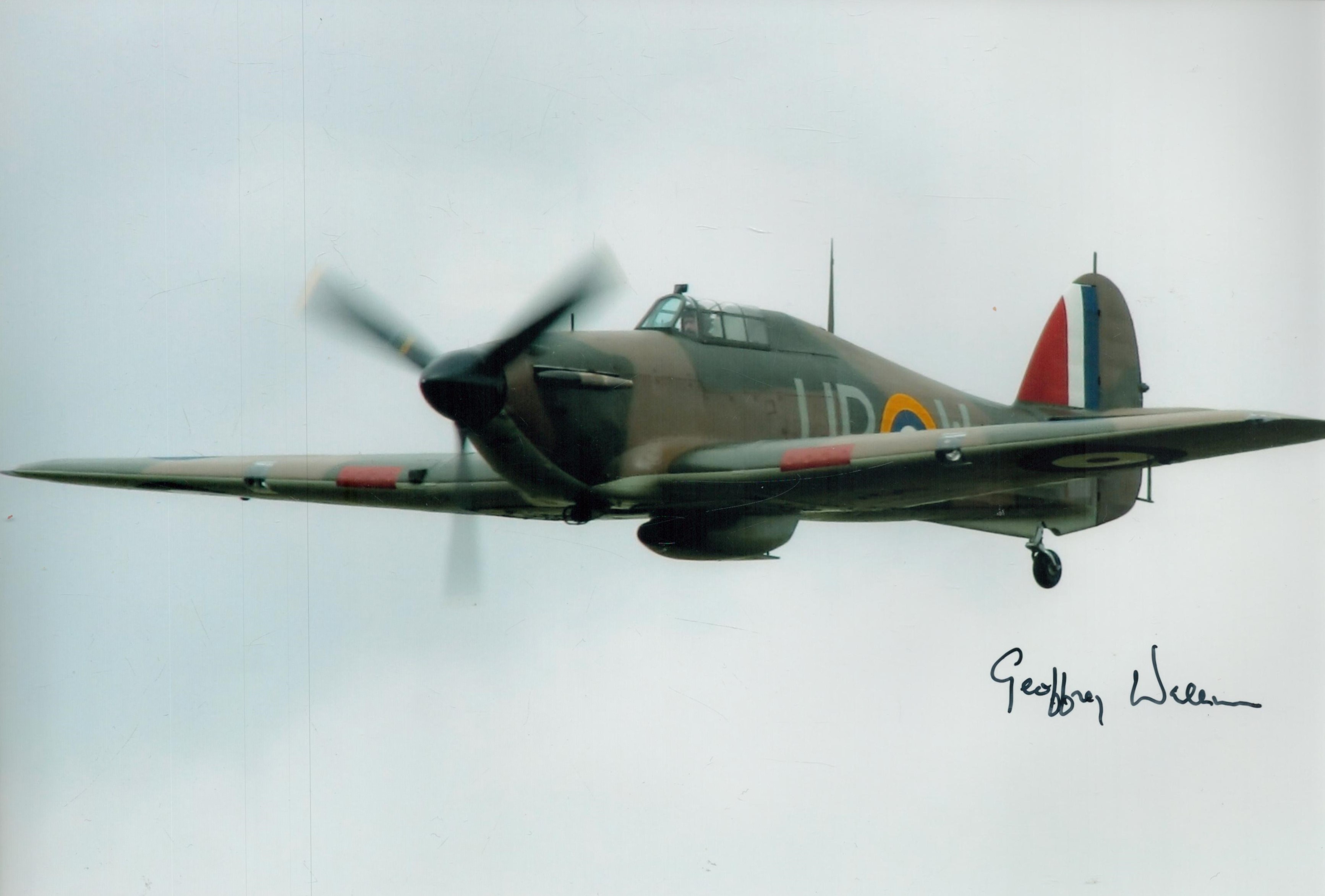 Geoffrey Wellum Battle of Britain WW2 RAF fighter pilot signed Hurricane photo. 12 x 8 colour hand