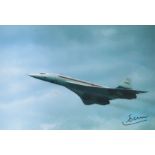 Concorde Early French test pilot Gilbert Defer signed Air France 10 x 8 inch colour Take off