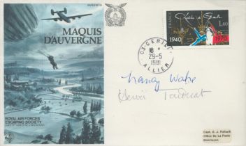 WW2 SOE Agents Nancy Wake 'The White Mouse' & Henri Tardivat RARE signed cover. RAF Escaping Society