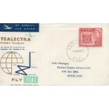 Aviation 1960 Tealectra first flight illustrated cover Australia. New Zealand and Fiji. 8d Fiji