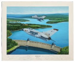 Tornado bomber multiple signed Keith Aspinall print The Mohne Revisited, two GR4s of 617 sqn