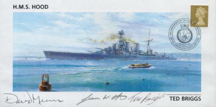 WW2 HMS Hood Ted BRIGGS David MEARNS & Simon ATACK RARE SIGNED cover. Bert Edward Pryke "Ted" Briggs