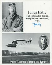 1st Rocket plane pilot Julius Hatry Rocket Plane 1929 signed 10 x 8 inch b/w montage photo. Julius