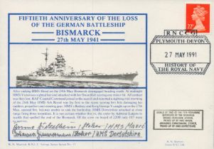 WW2 Loss of the Bismarck Navy RARE Cover Signed Survivors ZICKELBEIN & ZIMMERMANN. 1991 Marriott