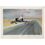 RAF Phantom Finale Gauntlet 11 print signed by artist Phillip West and RAF pilot Flt Lt W N Brown;