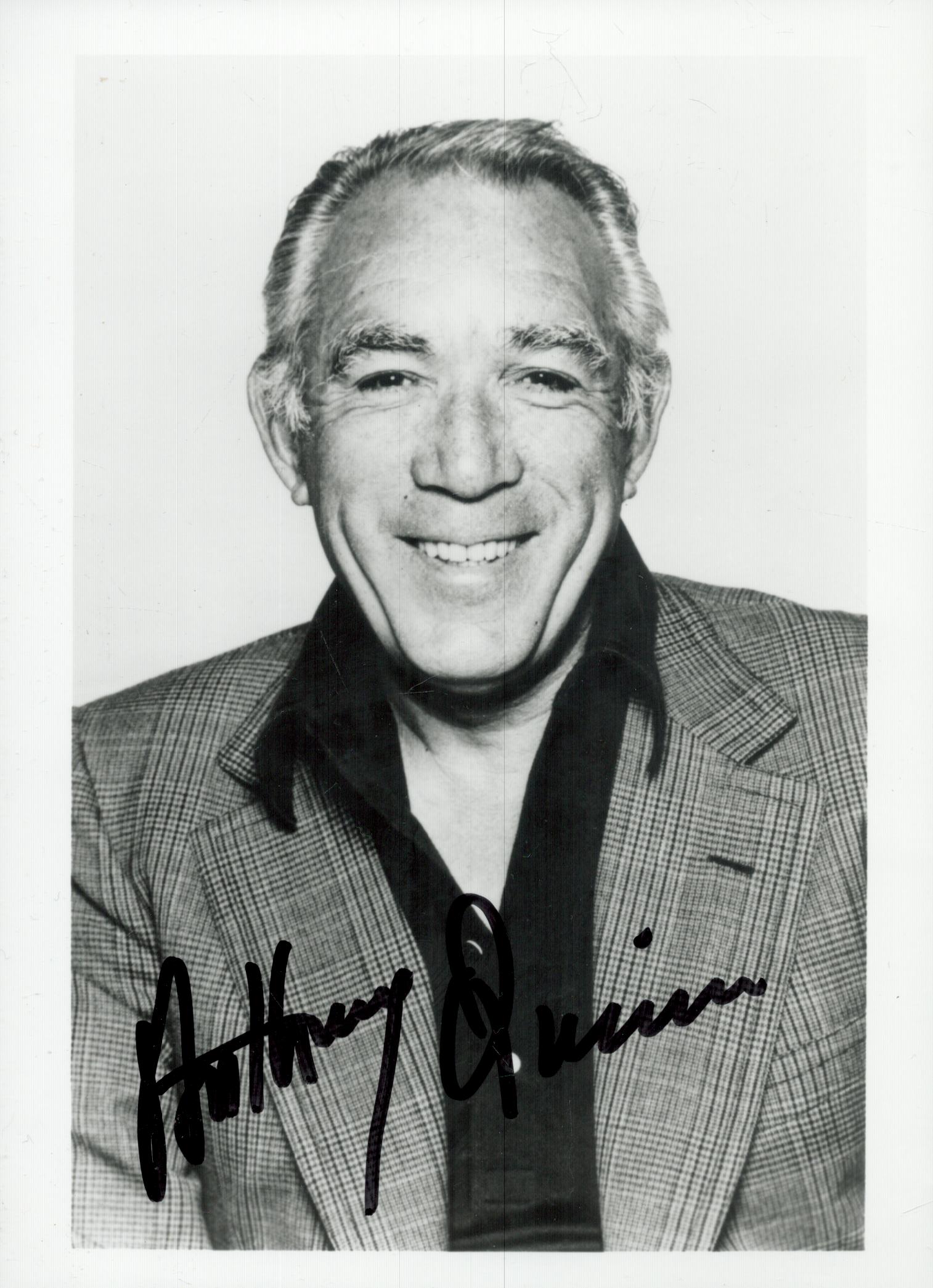 Anthony Quinn signed 7x5 inch black and white photo. Good condition Est.