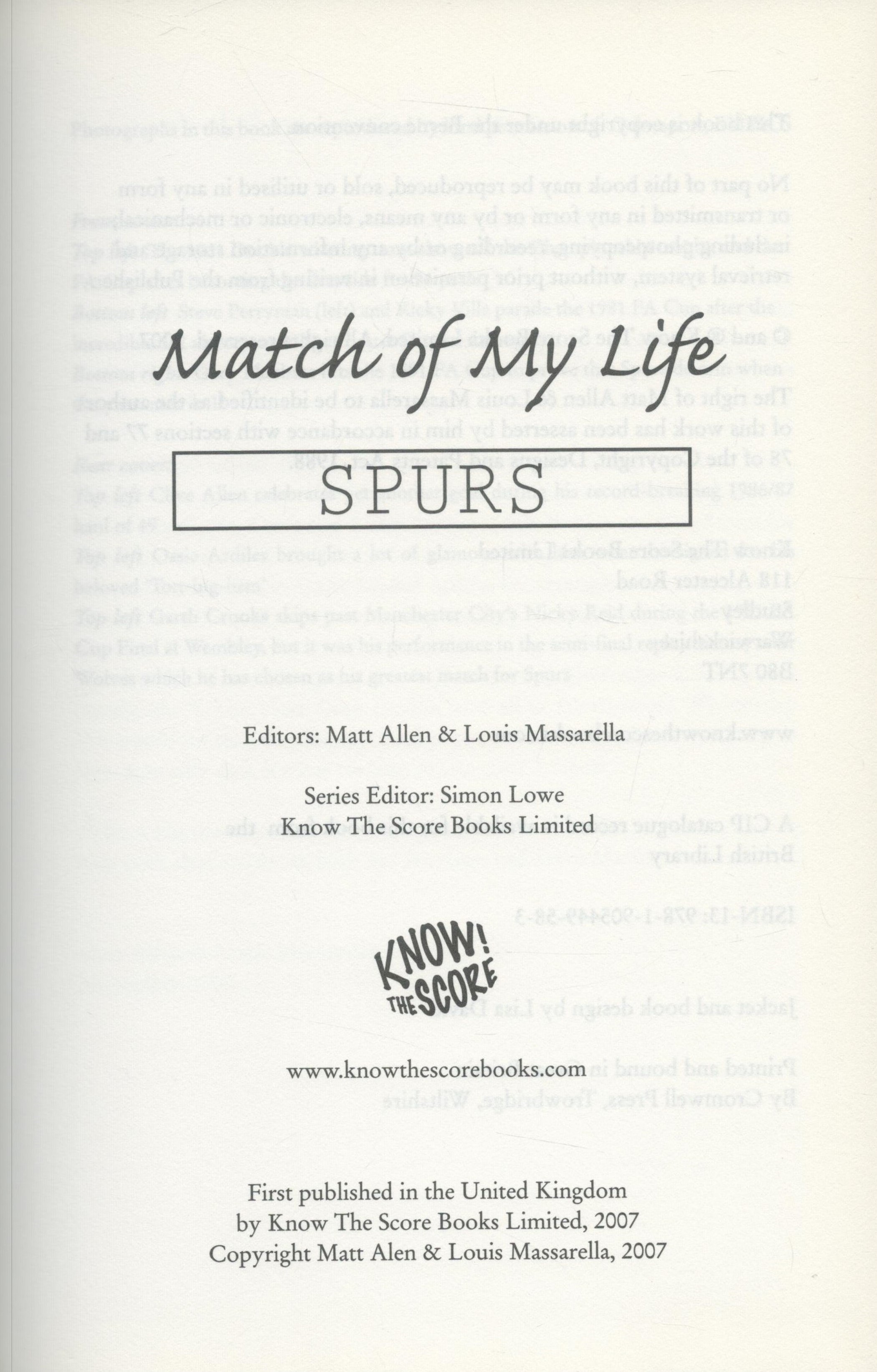 Match of my life - Spurs multi-signed hardback book. Signature clippings attached to inside pages. - Image 5 of 6