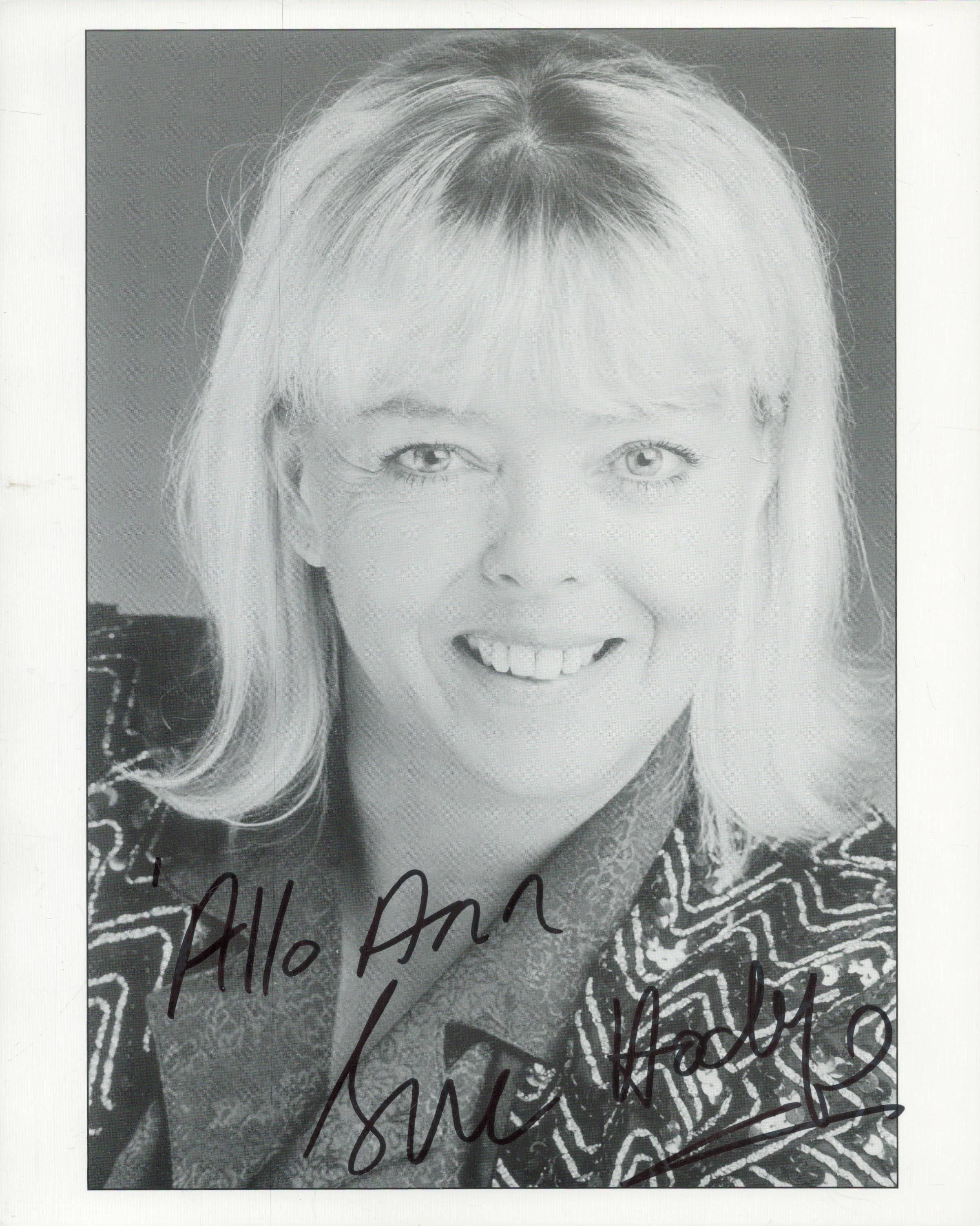 Sue Hodge signed 10x8 inch black and white photo. Dedicated. Good condition Est.