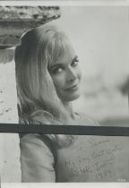 Shirley Eaton signed 10x7 inch black and white photo dedicated. Good condition Est.