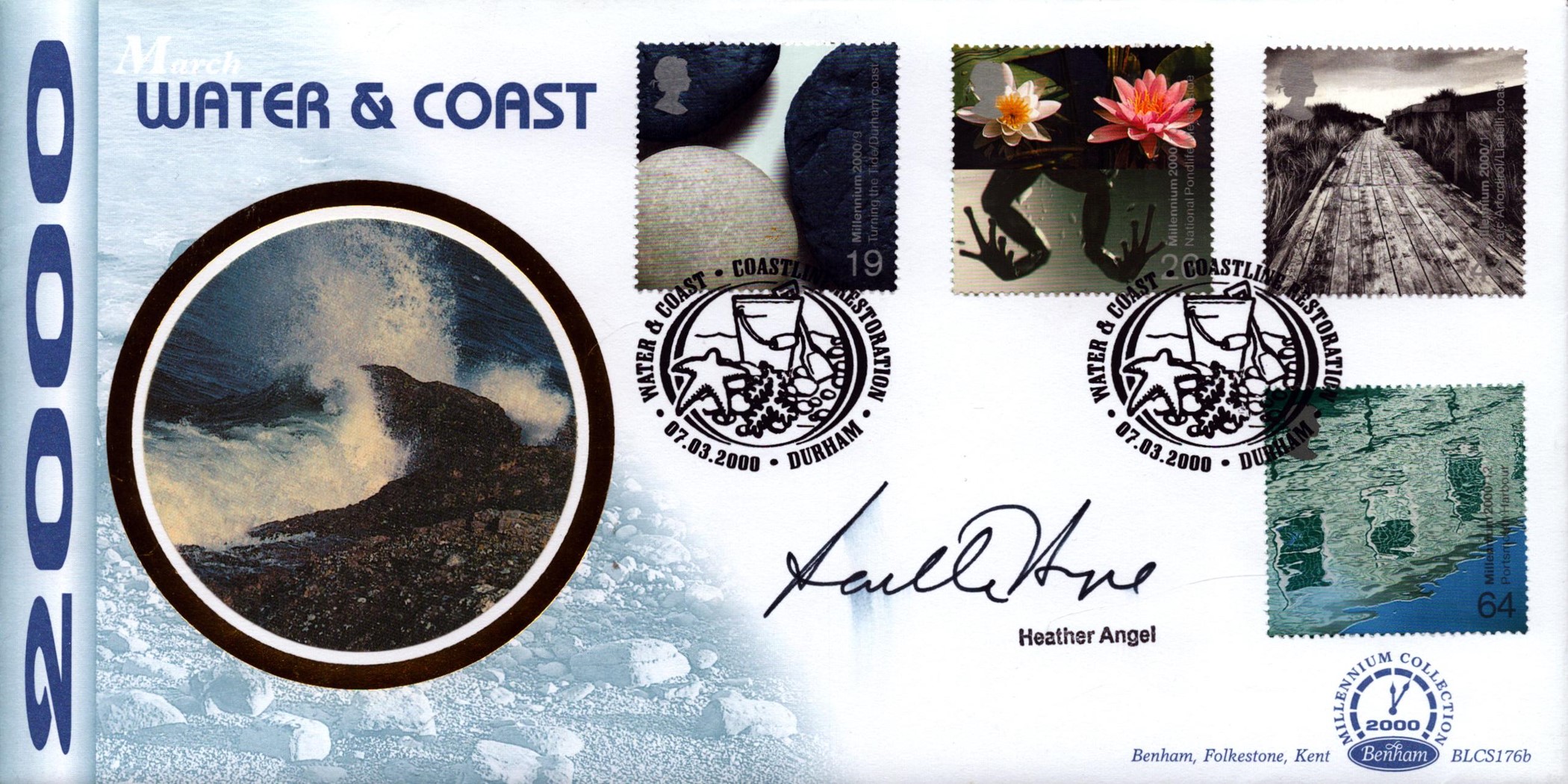 Heather Angel signed Water and Coast FDC. 7/3/00 Durham postmark. Good condition Est.