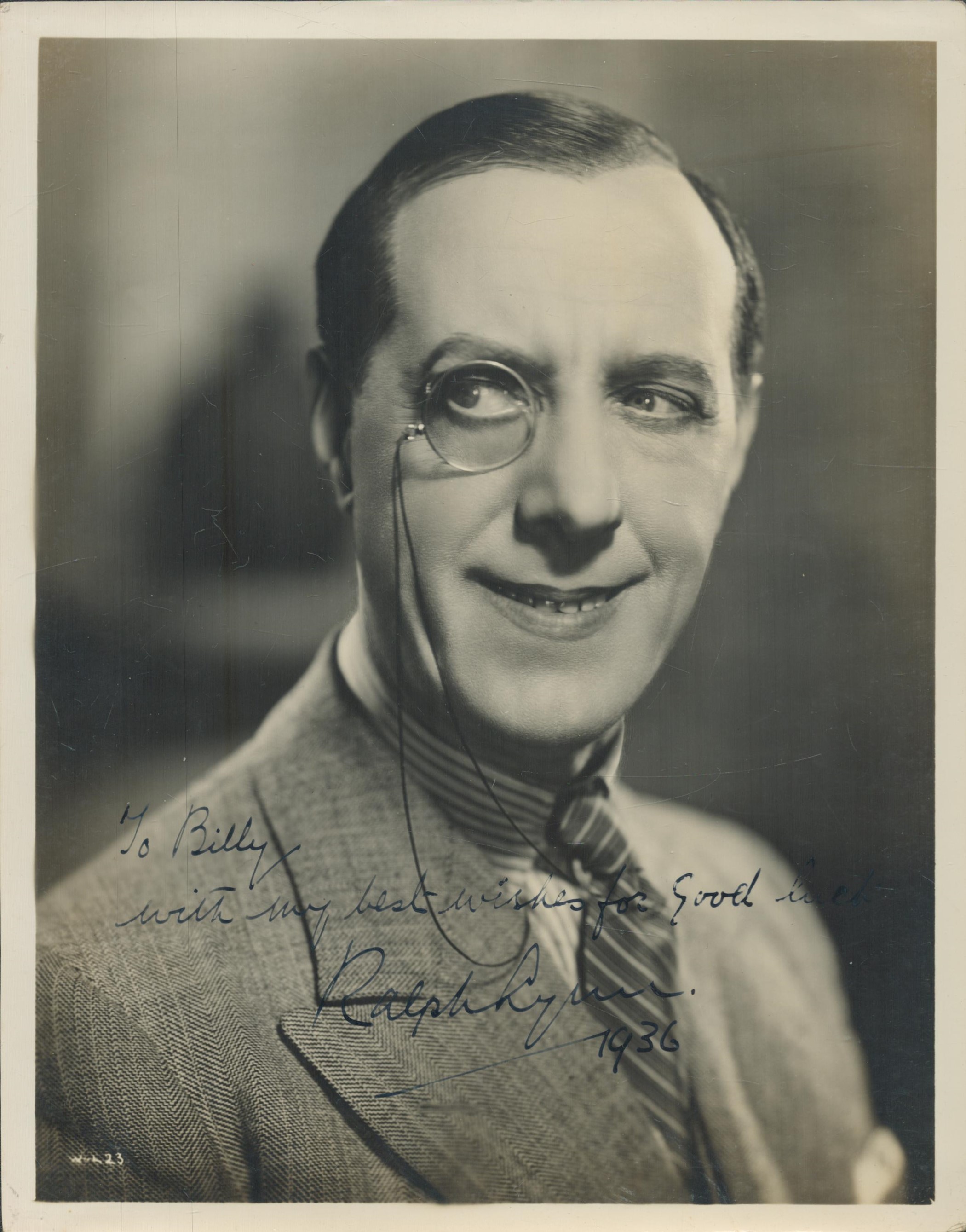 Ralph Lynn - vintage 10x8 black and white photo, very early image inscribed 'with my best wishes for