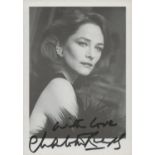 Charlotte Rampling signed 7x5 inch black and white photo. Good condition Est.