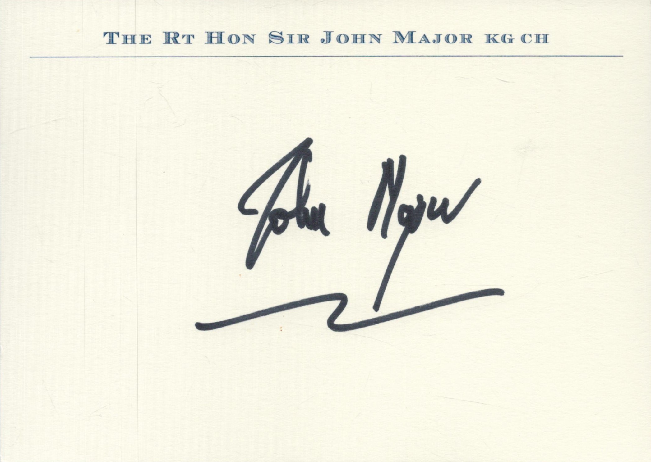 John Major signed 7x5 inch approx Headed white card. Good condition Est.