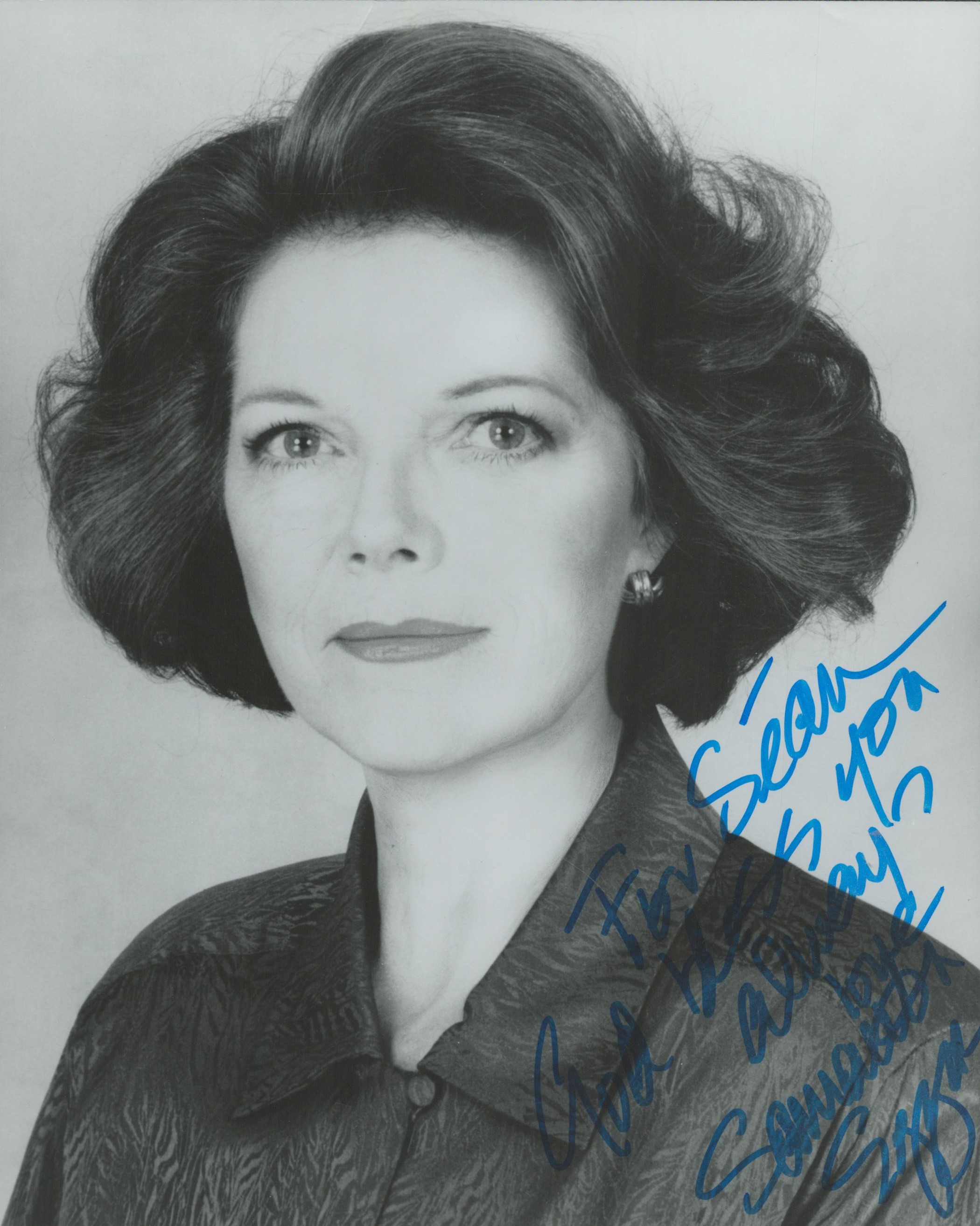 Samantha Eggar signed 10x8 inch black and white photo. Dedicated. Good condition Est.