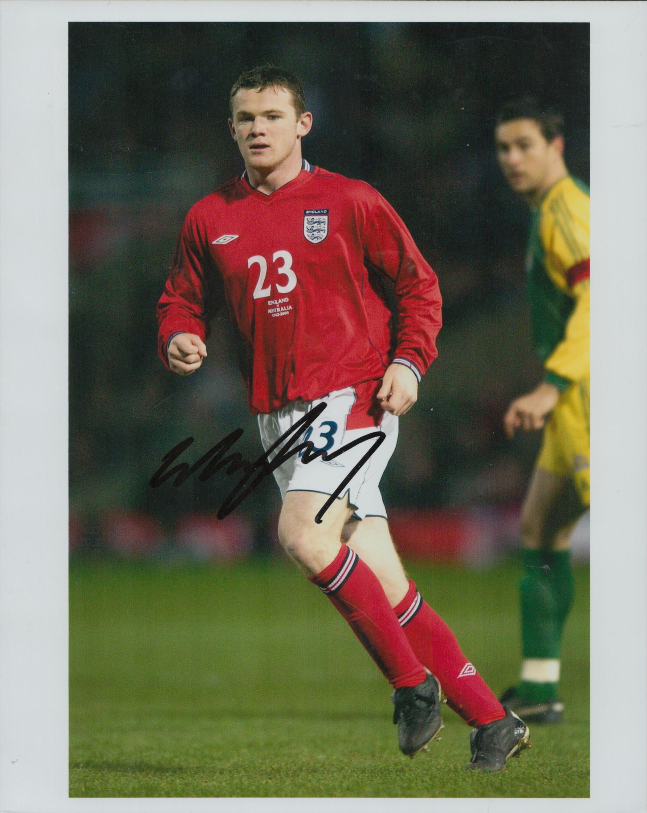 Wayne Rooney signed 10x8 inch colour photo pictured in action for England. Good condition Est.