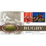 Roger Uttley OBE signed Rugby FDC. 1/10/99 Twickenham postmark. Good condition Est.