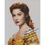 Rhonda Fleming signed 10x8 inch vintage colour photo dedicated. Good condition Est.