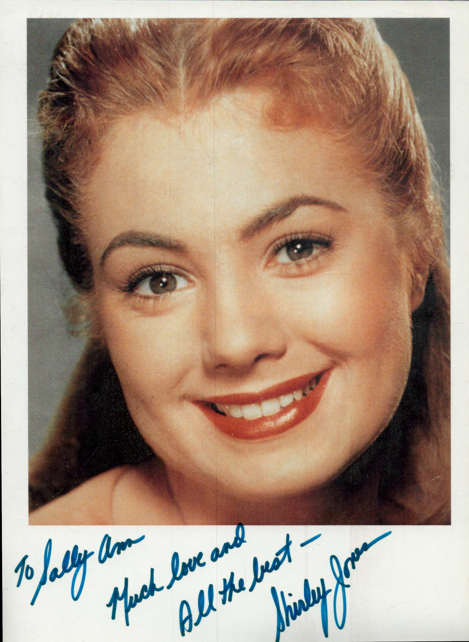 Shirley Jones signed 8x6 inch approx colour photo. Dedicated. Good condition Est.