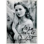 Jeanne Crain signed 8x6 inch approx black and white photo. Dedicated. Good condition Est.