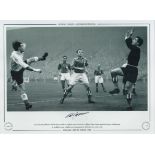 Autographed NAT LOFTHOUSE 16 x 12 Limited Edition : B/W, depicting Rest of Europe goalkeeper