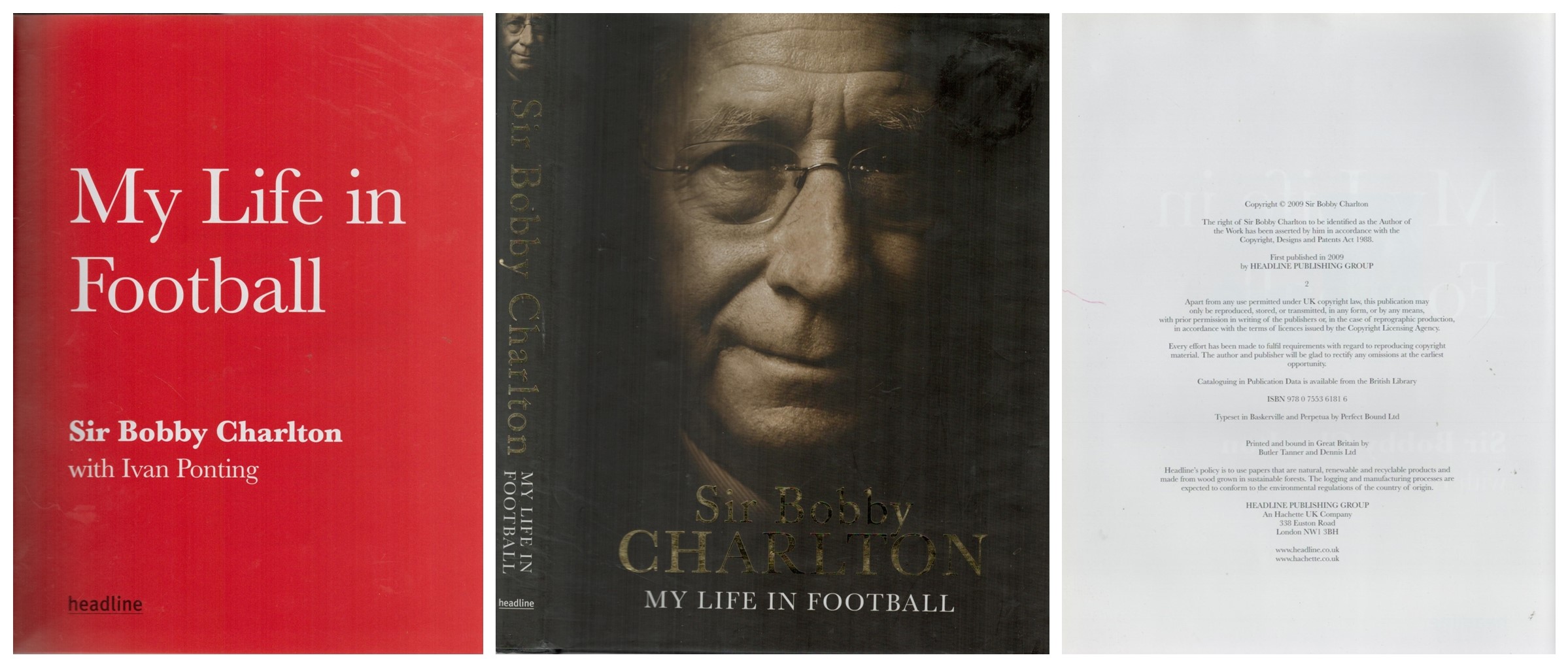 Sir Bobby Charlton, CBE signed Promo Card Approx. 6x4 Inch. Plus, unsigned Hardback Book Author - Image 2 of 2