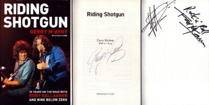 Riding Shotgun hardback book signed by Gerry McAvoy and 2 others. Good Condition. All autographs