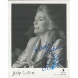 Judy Collins signed 10x8 inch black and white promo photo dedicated. Good Condition. All