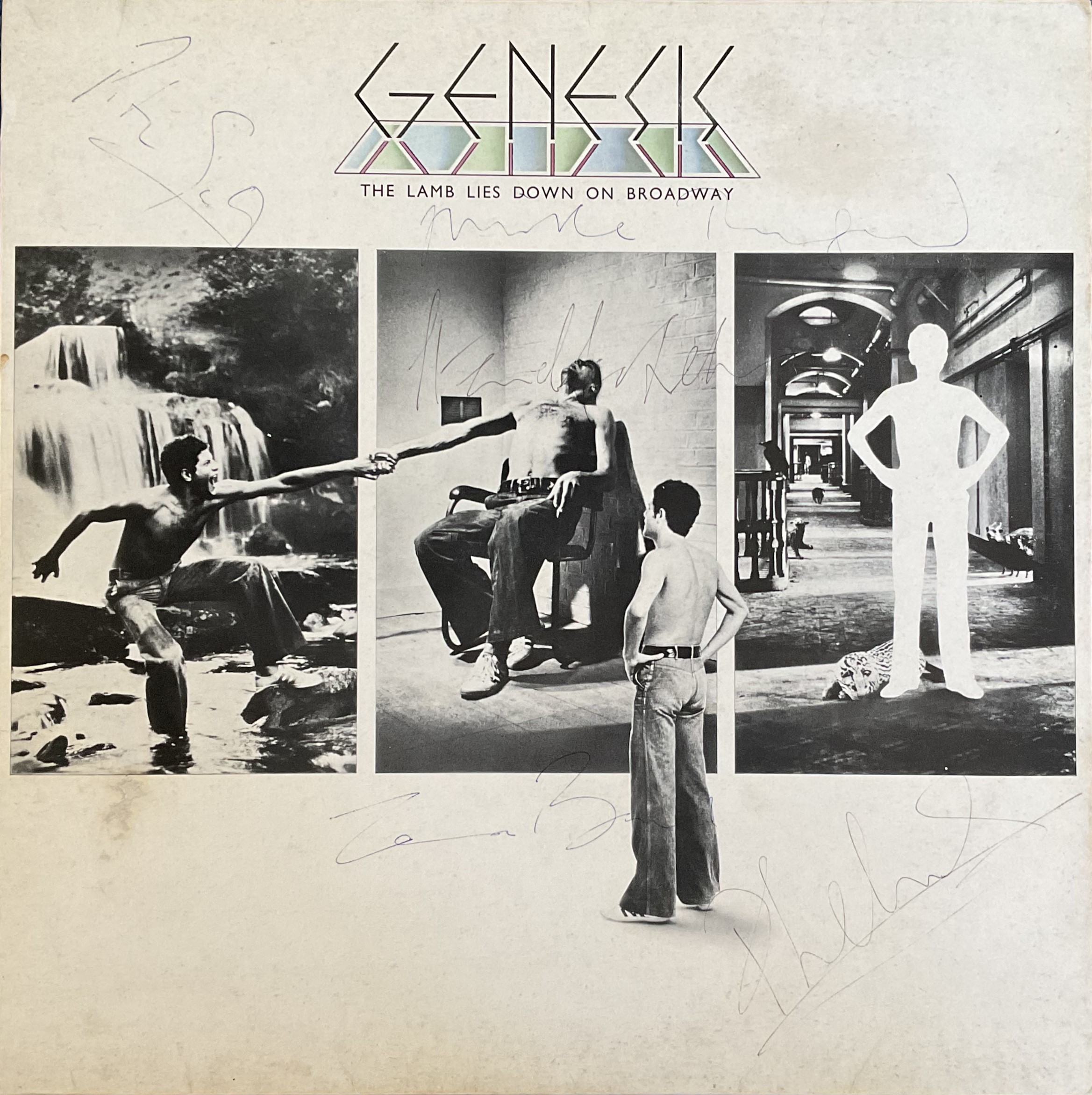 Phil Collins, Steve Hackett, Tony Banks, Peter Gabriel and Mike Rutherford multi signed 1974 Genesis