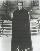 Christopher Lee signed 10x8 inch Dracula black and white photo. Good Condition. All autographs