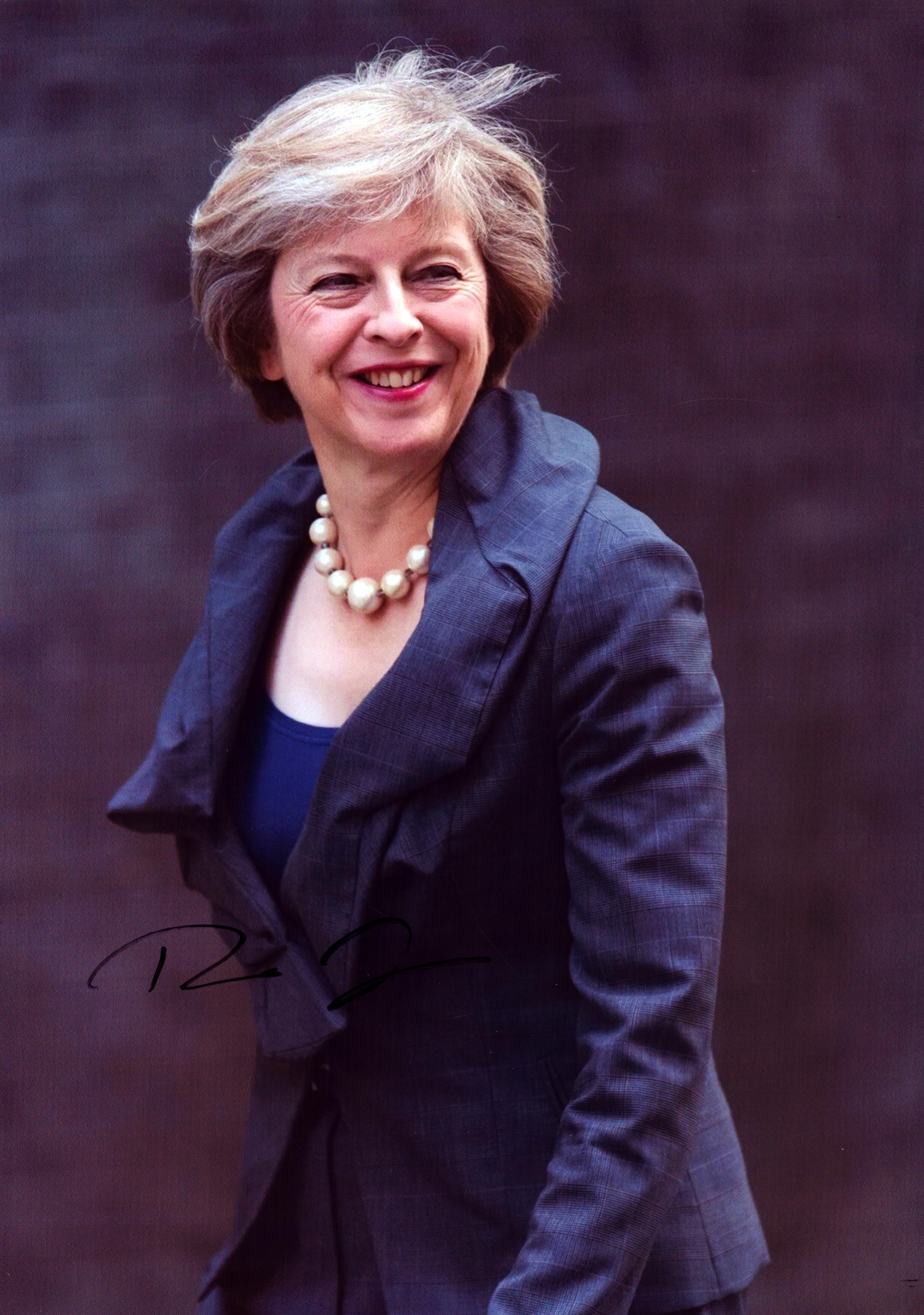 Theresa May signed colour photo. Measures 8 inch by 11-inch appx. Good Condition. All autographs
