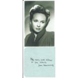 Joan Greenwood signed 4x4 inch album page and vintage black and white vintage photo. Good Condition.