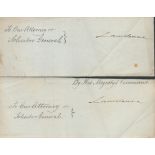 Lord Lansdowne signed papers. Two papers signed 'Lansdowne'. Unknown date. Good Condition. All