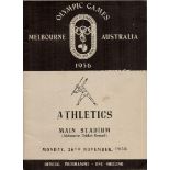 Vintage unsigned Olympic Games Melbourne Australia Official Programme - One Shilling. Athletics Main