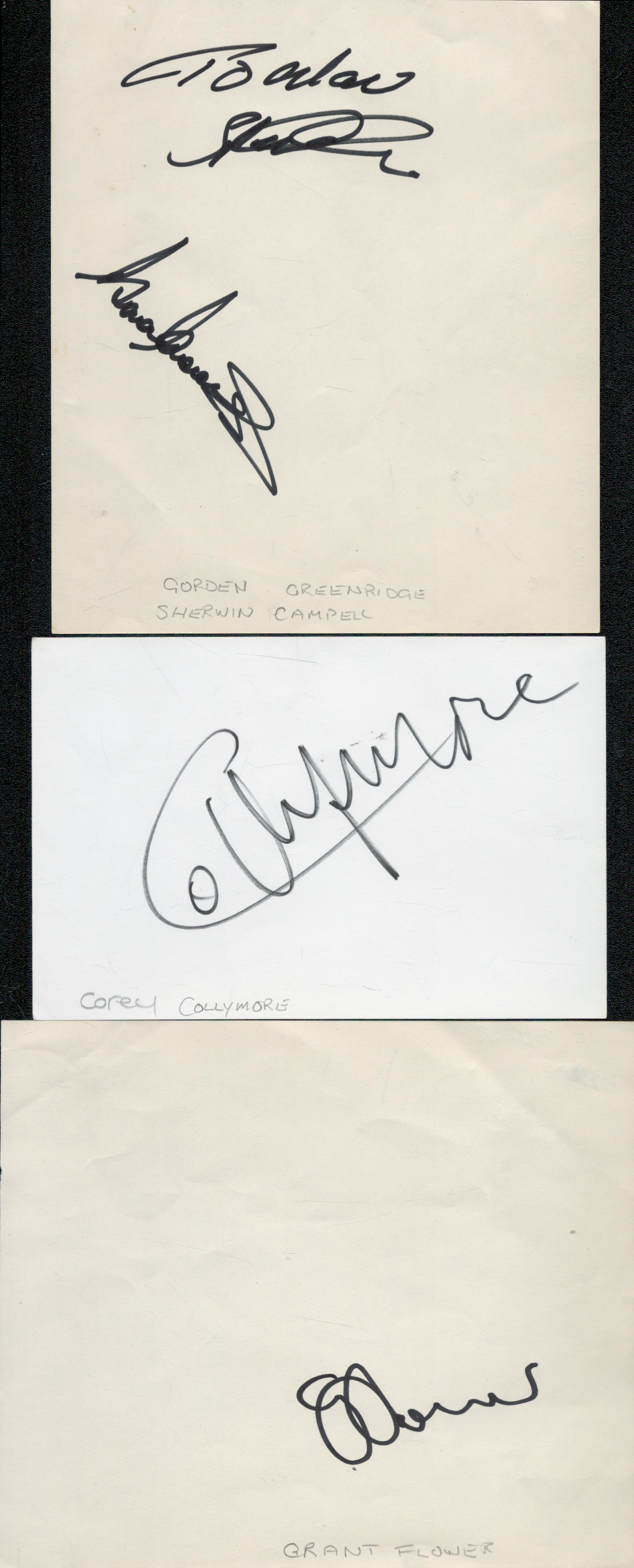 Cricket collection of 8 signed pages includes names of Corey Collymore, Mike Atherton, Stuart - Image 2 of 3