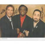 Cliff Richard ,Lamont Dozier and David Guest signed 10x8 inch colour photo. Good Condition. All