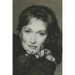 Meryl Streep signed 6x4 inch black and white photo. Good Condition. All autographs come with a