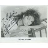 Gloria Estefan signed 10x8 inch black and white promo photo dedicated. Good Condition. All