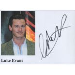 Luke Evans signed 6x4 inch card with small colour photo. Good Condition. All autographs come with