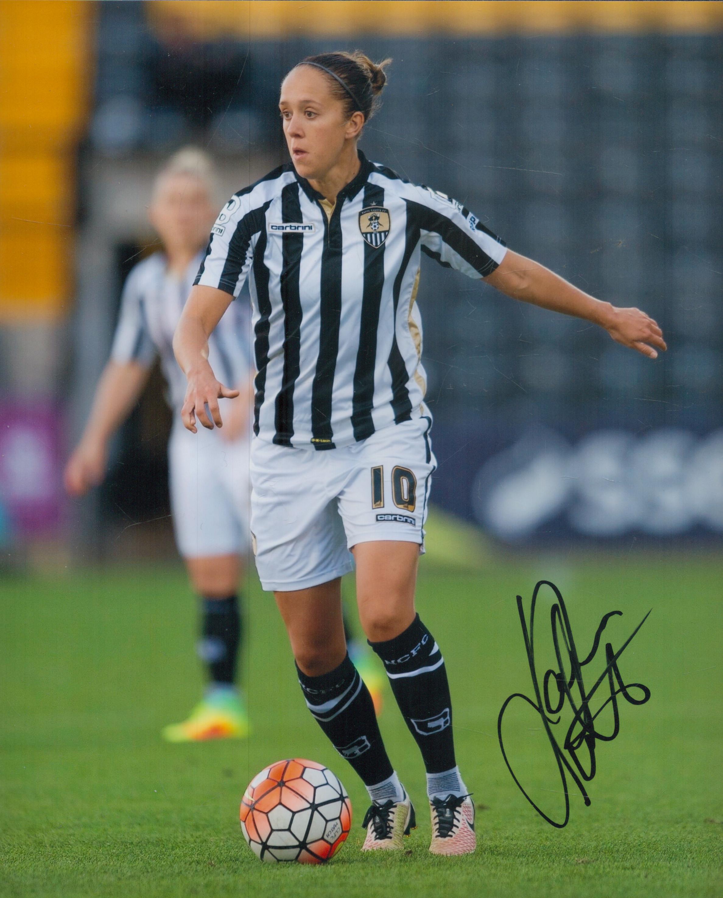 Jo Potter signed 10x8 inch colour photo pictured in action for Notts County. Good Condition. All