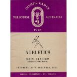 Vintage unsigned Olympic Games Melbourne Australia Official Programme - One Shilling. Athletics Main