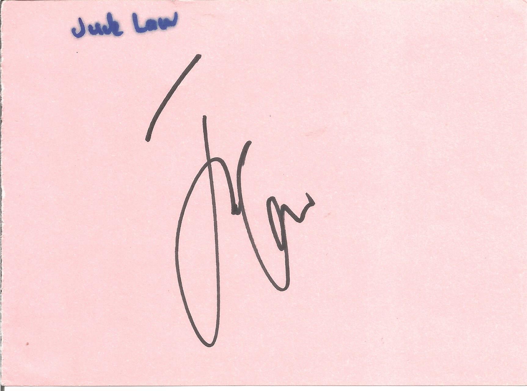 Jude Law signed 6x4 inch album page. Good Condition. All autographs come with a Certificate of