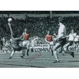 Autographed JIMMY GREENHOFF 16 x 12 Photo : Colorized, depicting Man United's winning goal in a