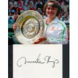 MARTINA HINGIS Tennis Legend signed card with 1999 Wimbledon Open Photo . Good Condition. All