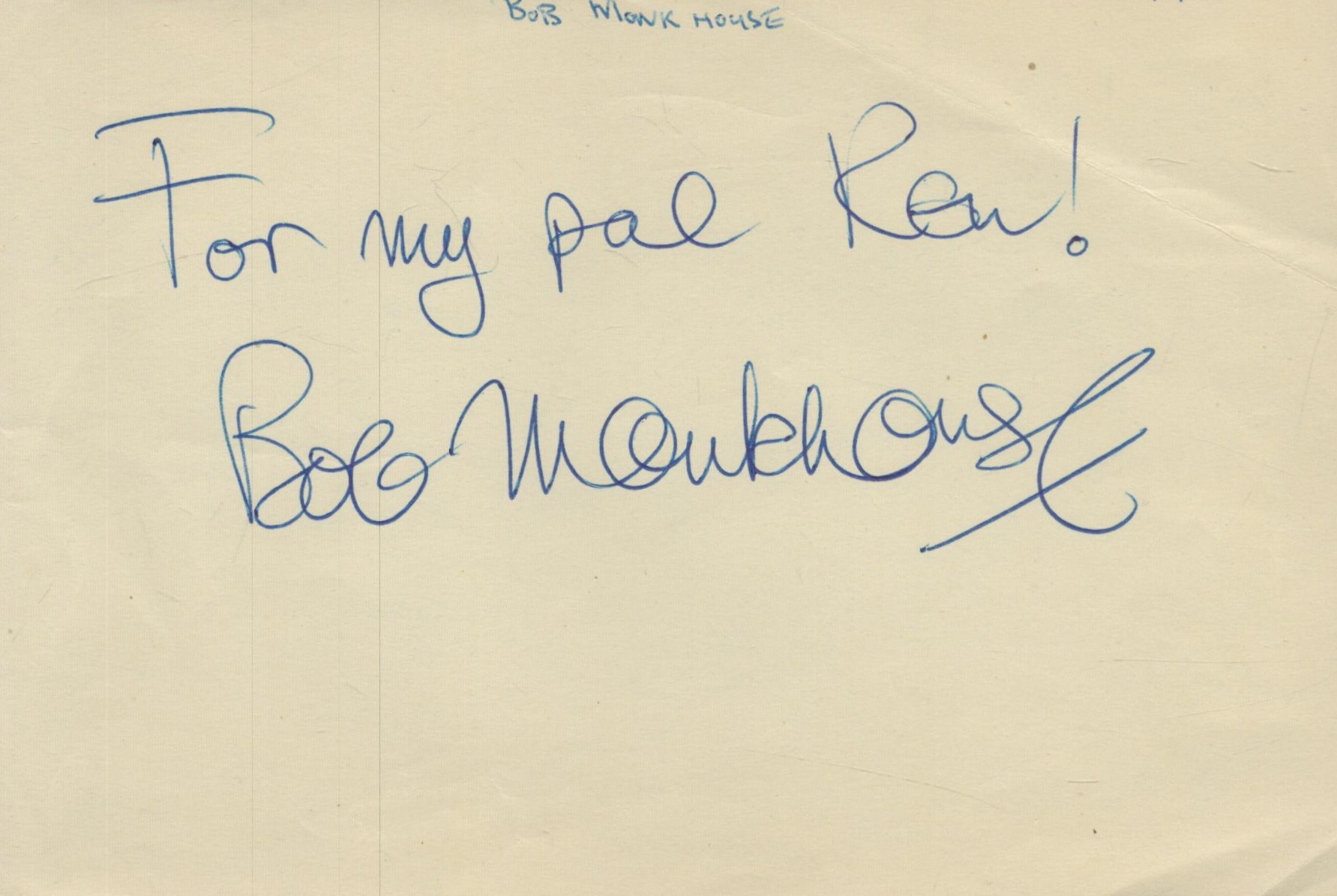 BOB MONKHOUSE British Entertainer 1928-2003 signed vintage 1965 Album Page. Good Condition. All
