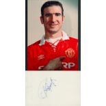 ERIC CANTONA signed card with Manchester United Photo. Good Condition. All autographs come with a