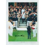 Autographed DICKIE BIRD 16 x 12 Photo-Edition : Col, depicting umpire DICKIE BIRD walking out at